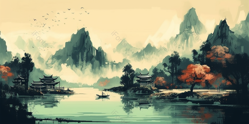 杭州西湖水墨画风景背景,插画/手绘图,插画/手绘图库,插画/手绘图下载,插画/手绘